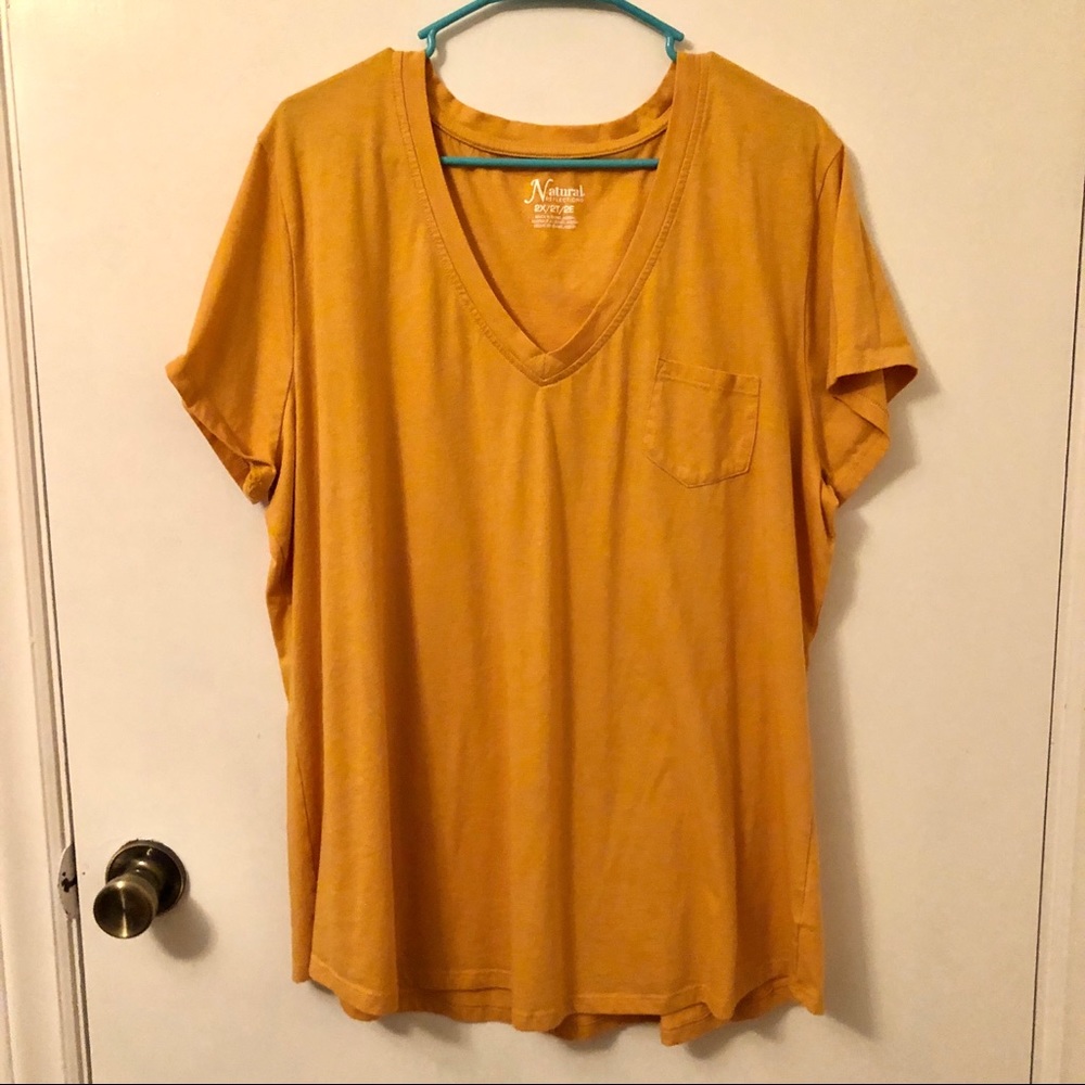 Mustard Yellow V-neck Pocket Tee